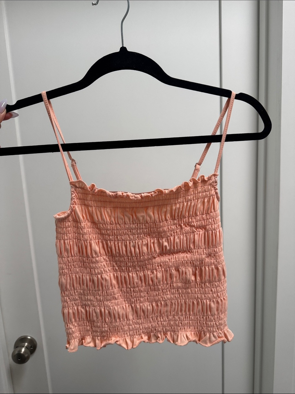 BCBGeneration Peach Smocked Ruffle Camisole